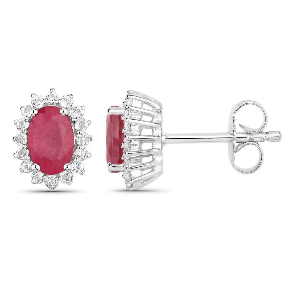 Rafaela Donata Boucles doreilles Argent sterling Rubis (verre rempli) en Argent Bijoux