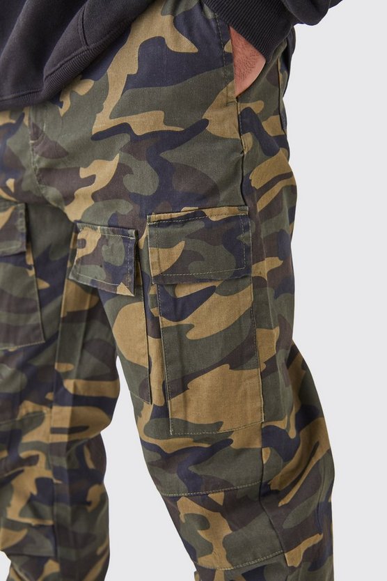 Tall Twill Camouflage Cargo-Hose mit geradem Bein