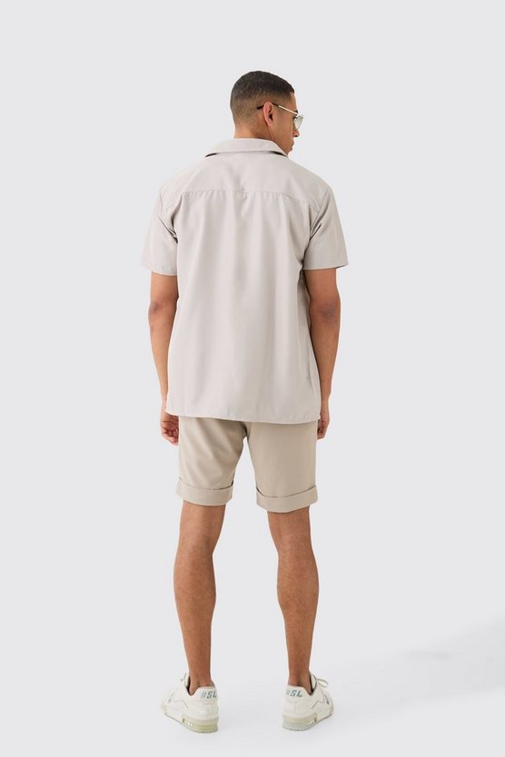 Kurzärmliges Oversize Twill-Hemd