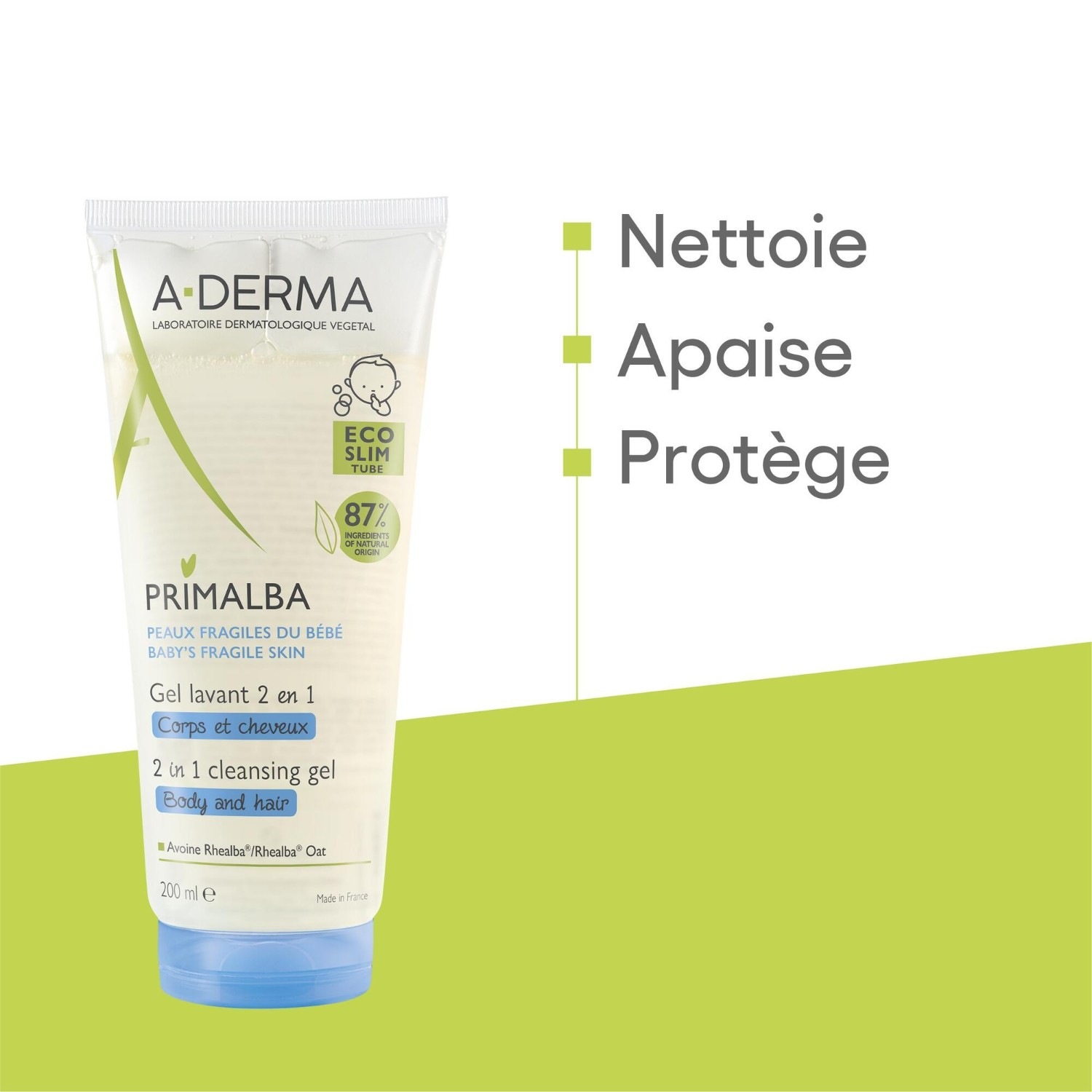 A-DERMA 2-u-1 gel za pranje tijela i kose za bebe