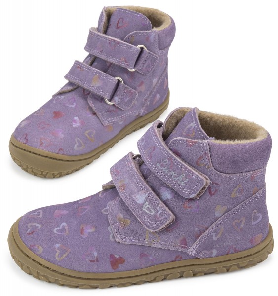 Lurchi ~ Nino HighCut Wollfleece ~ Purple Hearts
