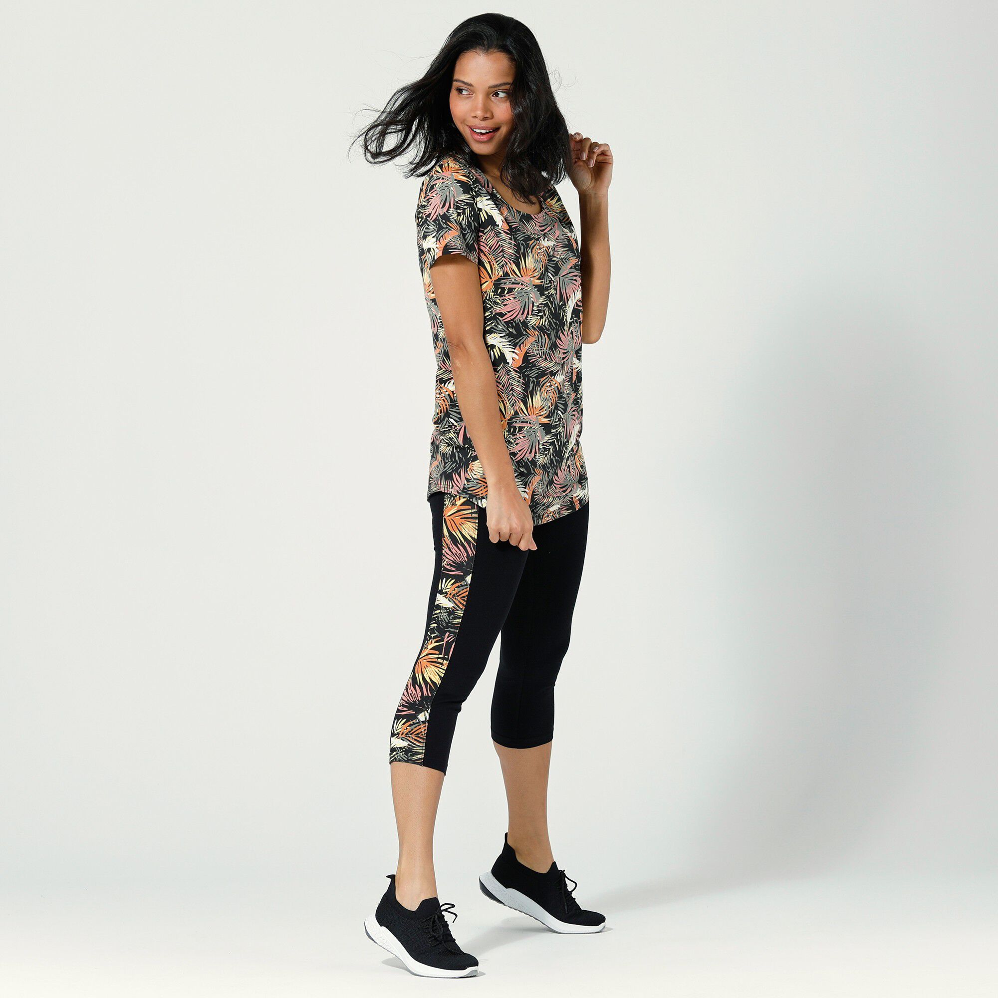 Legging 3/4 bande imprimée