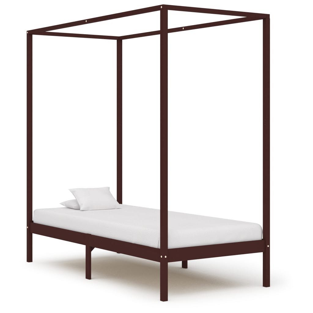 möbelando Himmelbett 299785 (LxBxH: 204x104x200 cm), aus Kiefer in Dunkelbraun