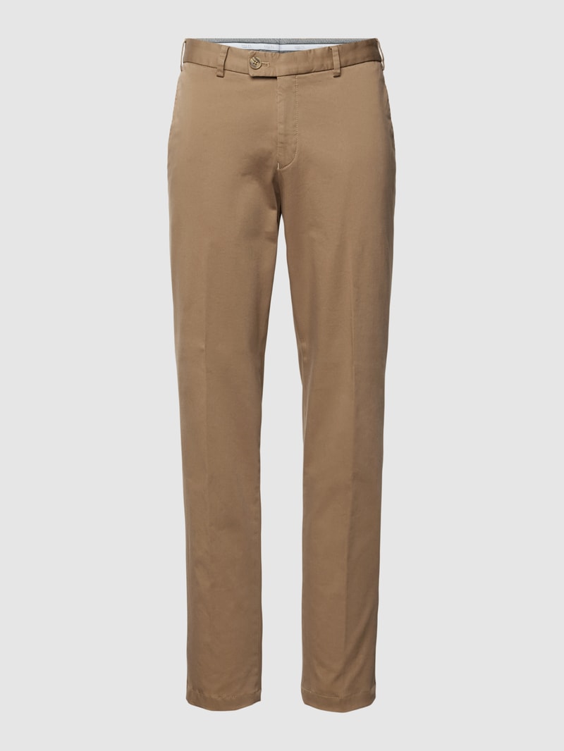 Regular Fit Chino im unifarbenen Design Modell 'Tilo' in haselnuss braun