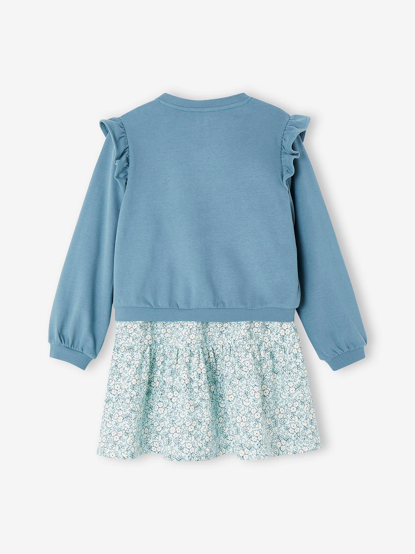 Vertbaudet Mädchen-Set: Kleid & Sweatjacke Oeko-Tex - smaragdgrün