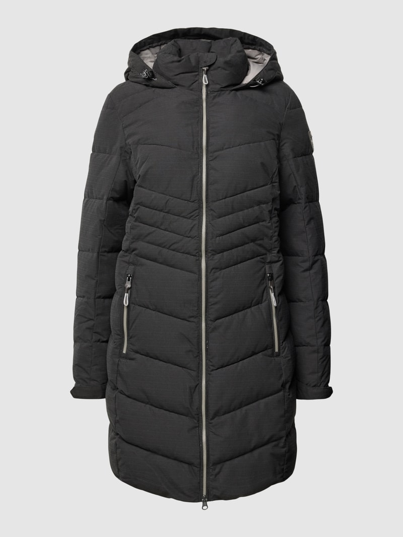 Steppjacke in Überlänge in schwarz