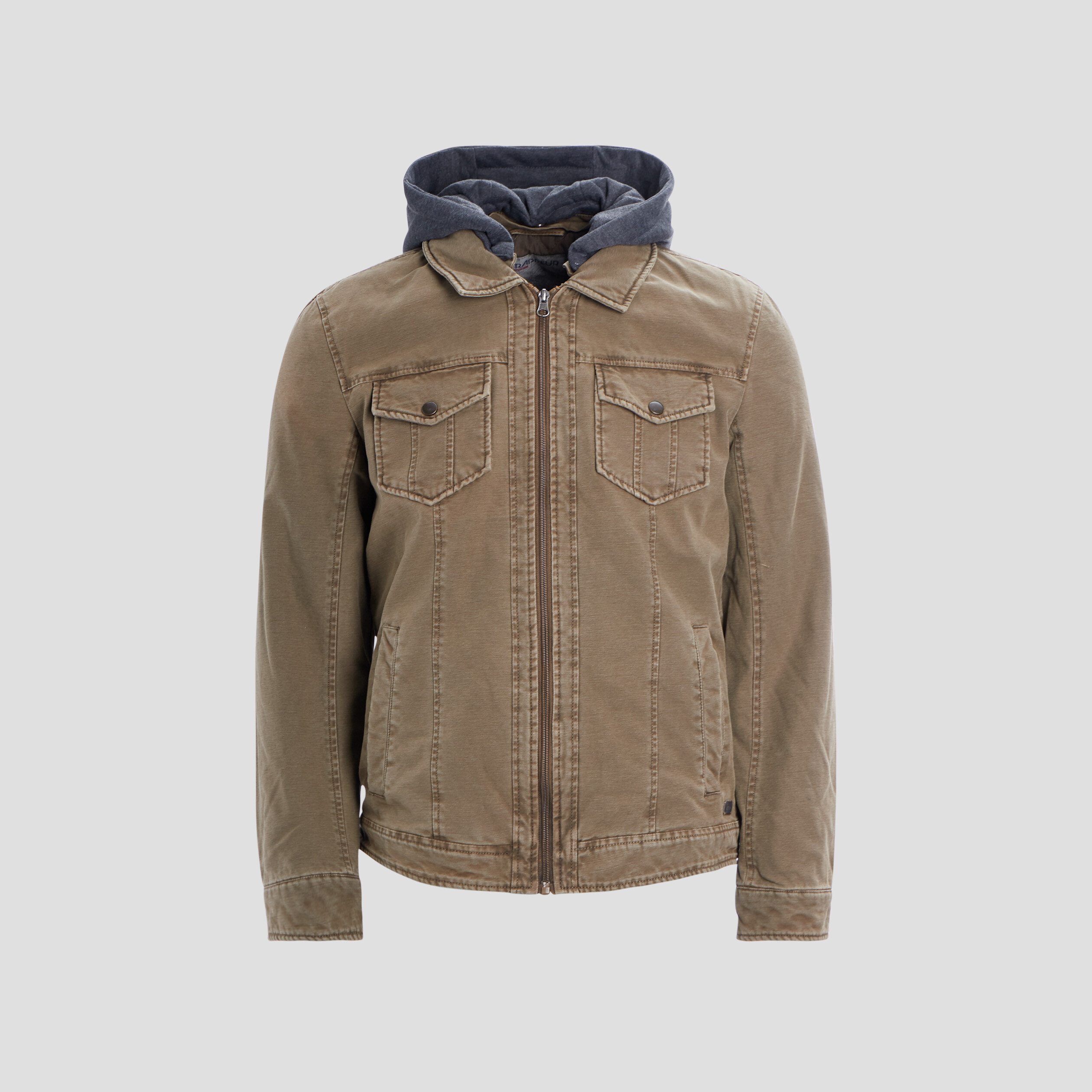 Blouson droit avec capuche Trappeur vert kaki homme | La Halle