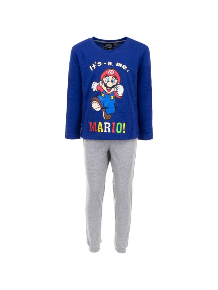 Super Mario Super Mario Schlafset Pyjama Weicher Kinderschlafanzug aus Baumwolle in Blau günstig kaufen 3