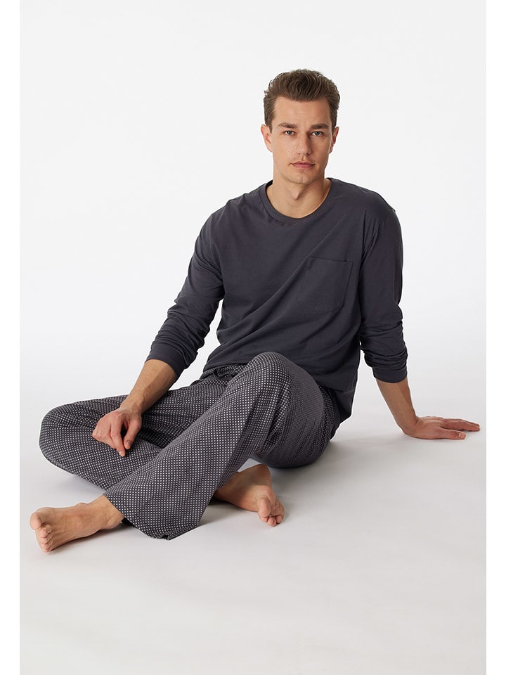 Schiesser Pyjama in Anthrazit günstig kaufen