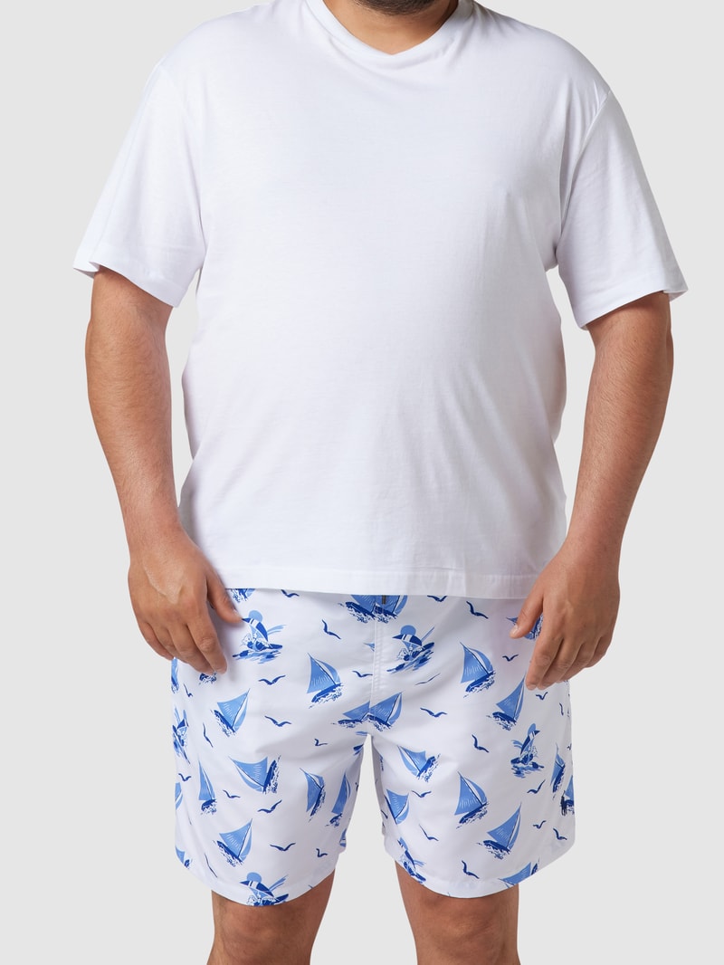 Badehose mit Allover-Muster in weiß