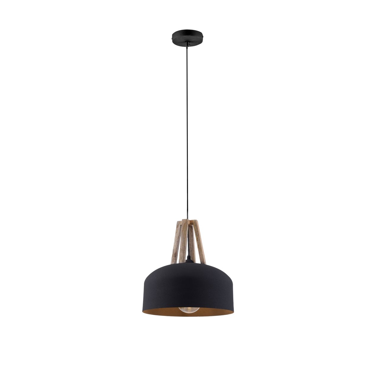 JUST LIGHT LeuchtenDirekt Pendelleuchte HAREA, 1xE27 max. 25W exkl., Holzapplikation, Ø32 cm, Innenleuchte, IP20