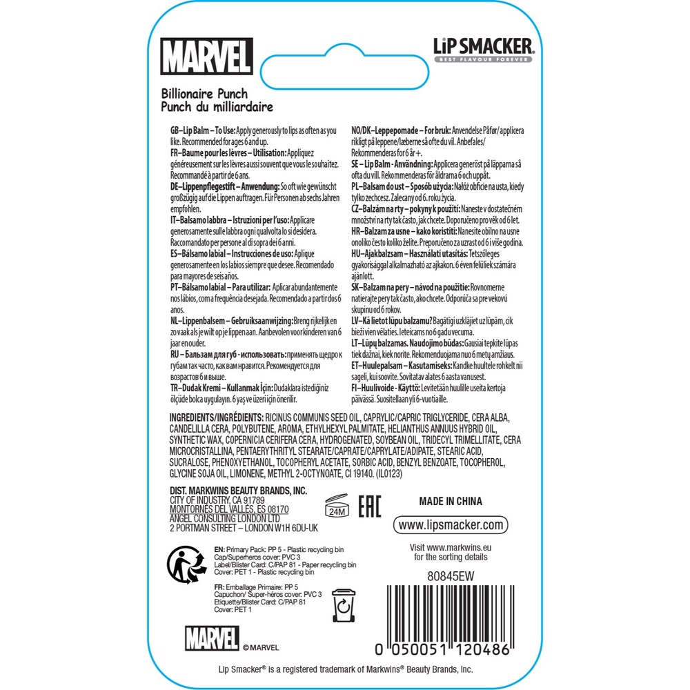 lip smacker Iron Man Lip Balm Baume à lèvres Marvel - Iron Man
