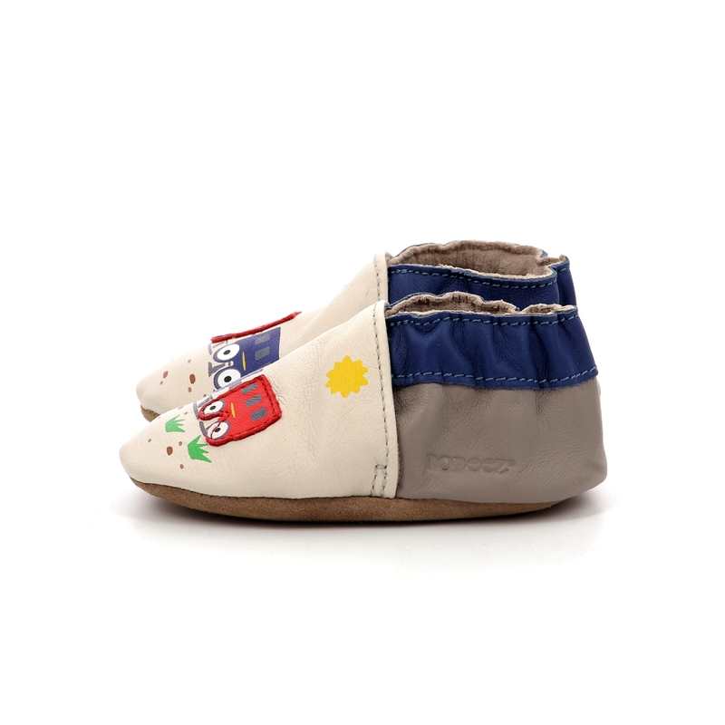 Chaussons cuir tannage vegetal Funny Train