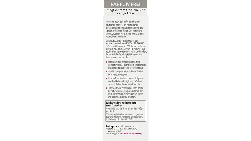 sebamed Trockene Haut parfumfrei Fußcreme Urea 10% 100 ml