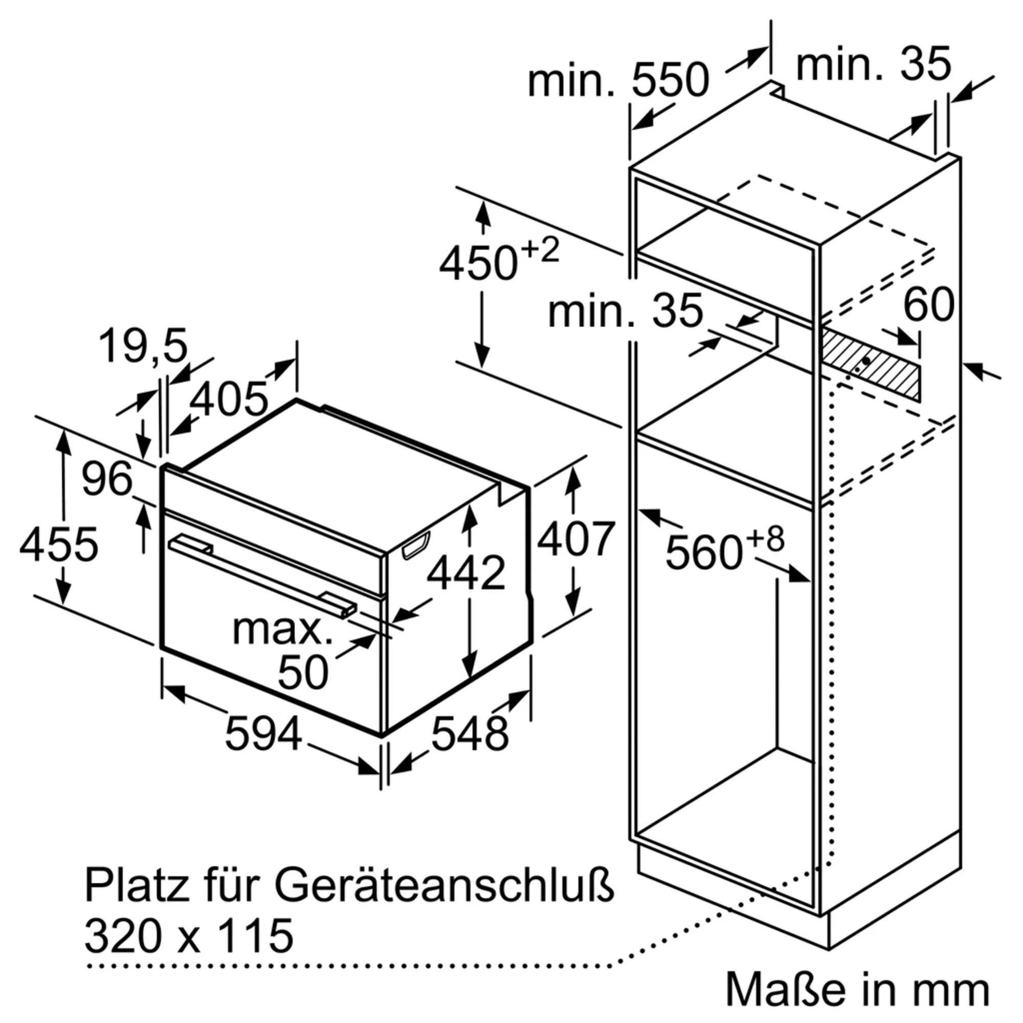 Constructa Einbaubackofen CC3M61052, mit Teleskopauszug nachrüstbar, Hydrolyse