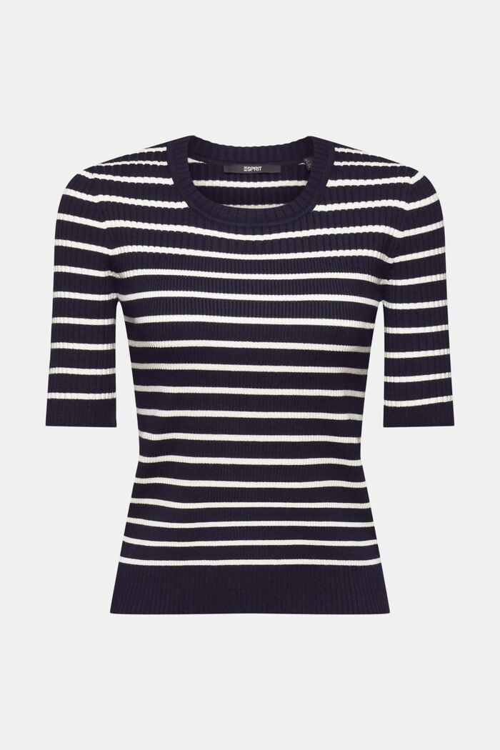 Gerippter Kurzarm-Pullover