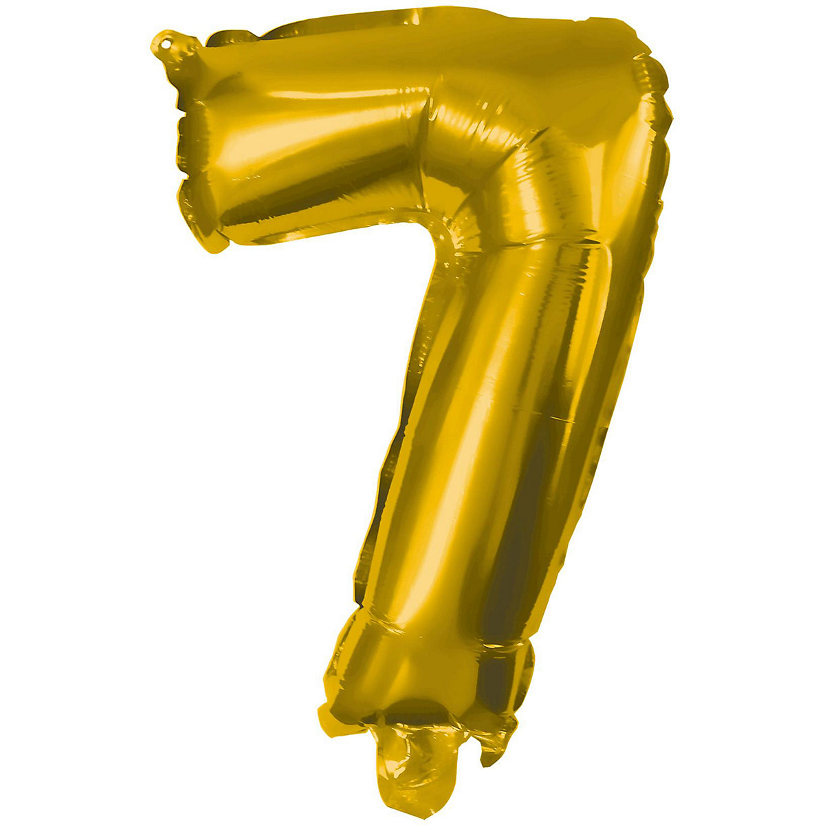 Folienballon Zahl 7 gold, 85 cm, inkl. Pustehalm