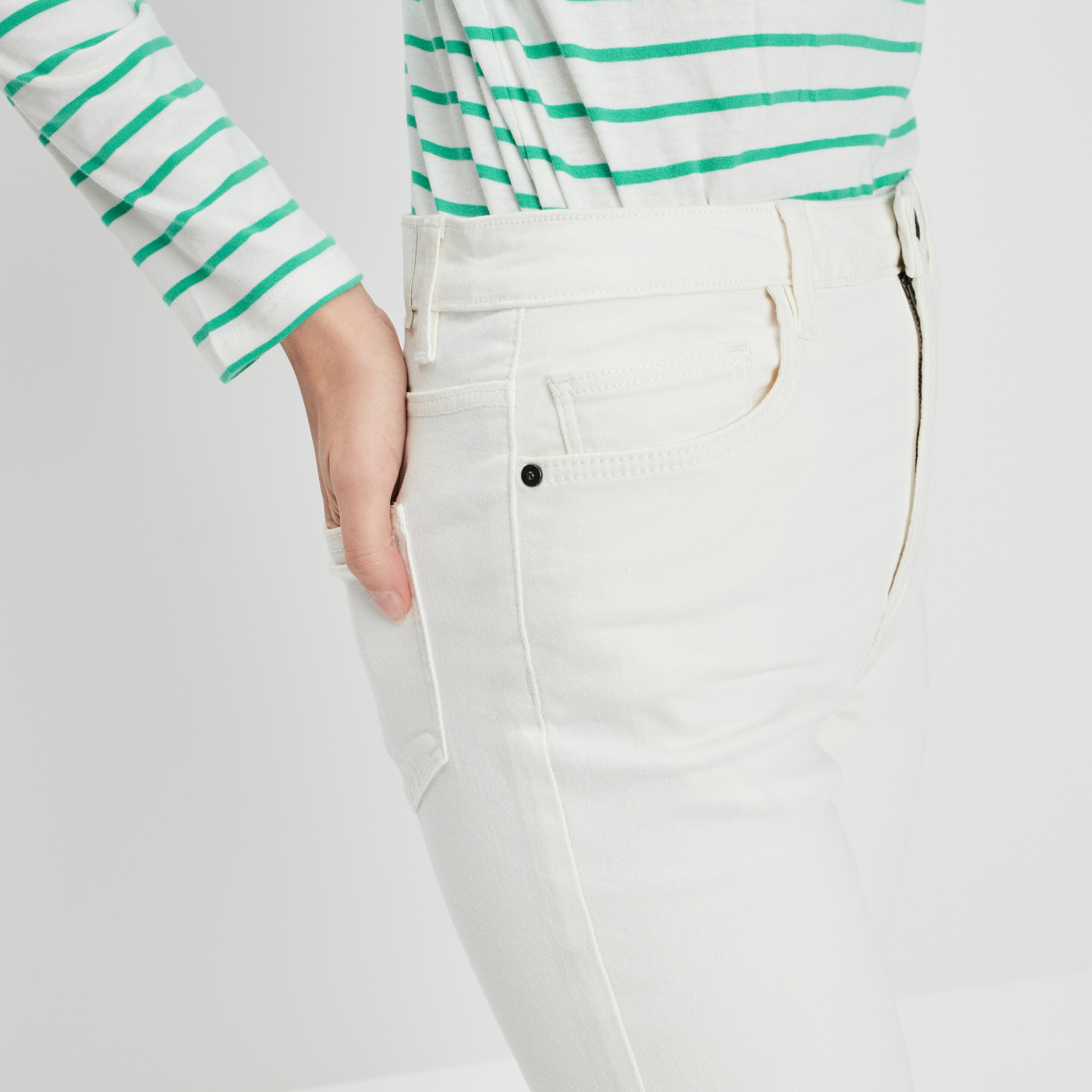 Pantalon flare taille haute ivoire femme | La Halle