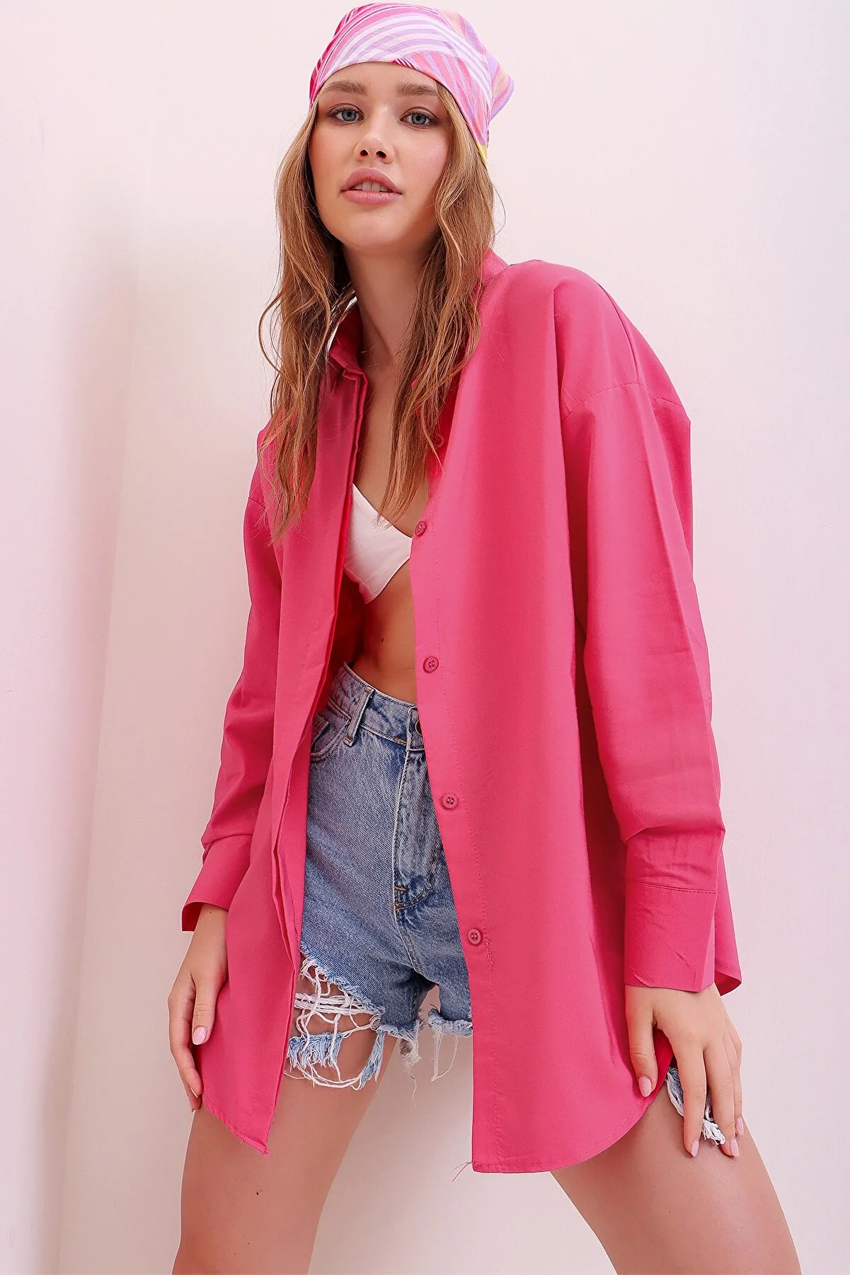 Trend Alaçatı Stili  Hemd - Rosa - Relaxed Fit