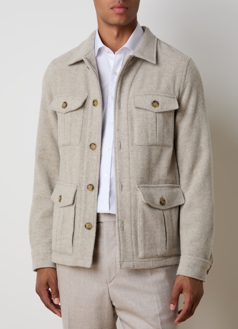 Oscar Jacobson Wool Blend Overshirt with Flap Pockets