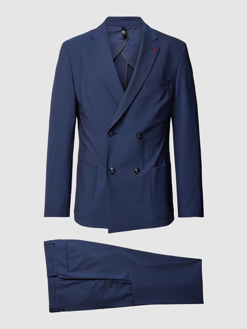 Slim Fit Anzug mit Strukturmuster in marineblau