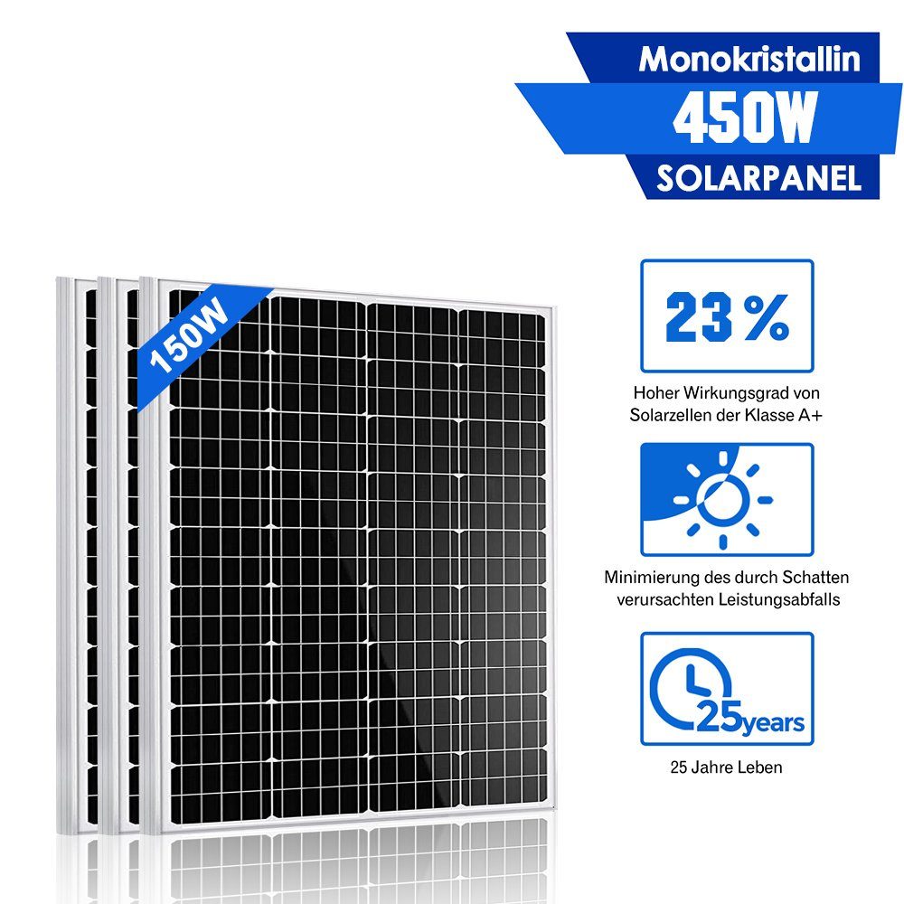 GLIESE Solarmodul 450W Solarpanel Mono 150W Solarmodul
