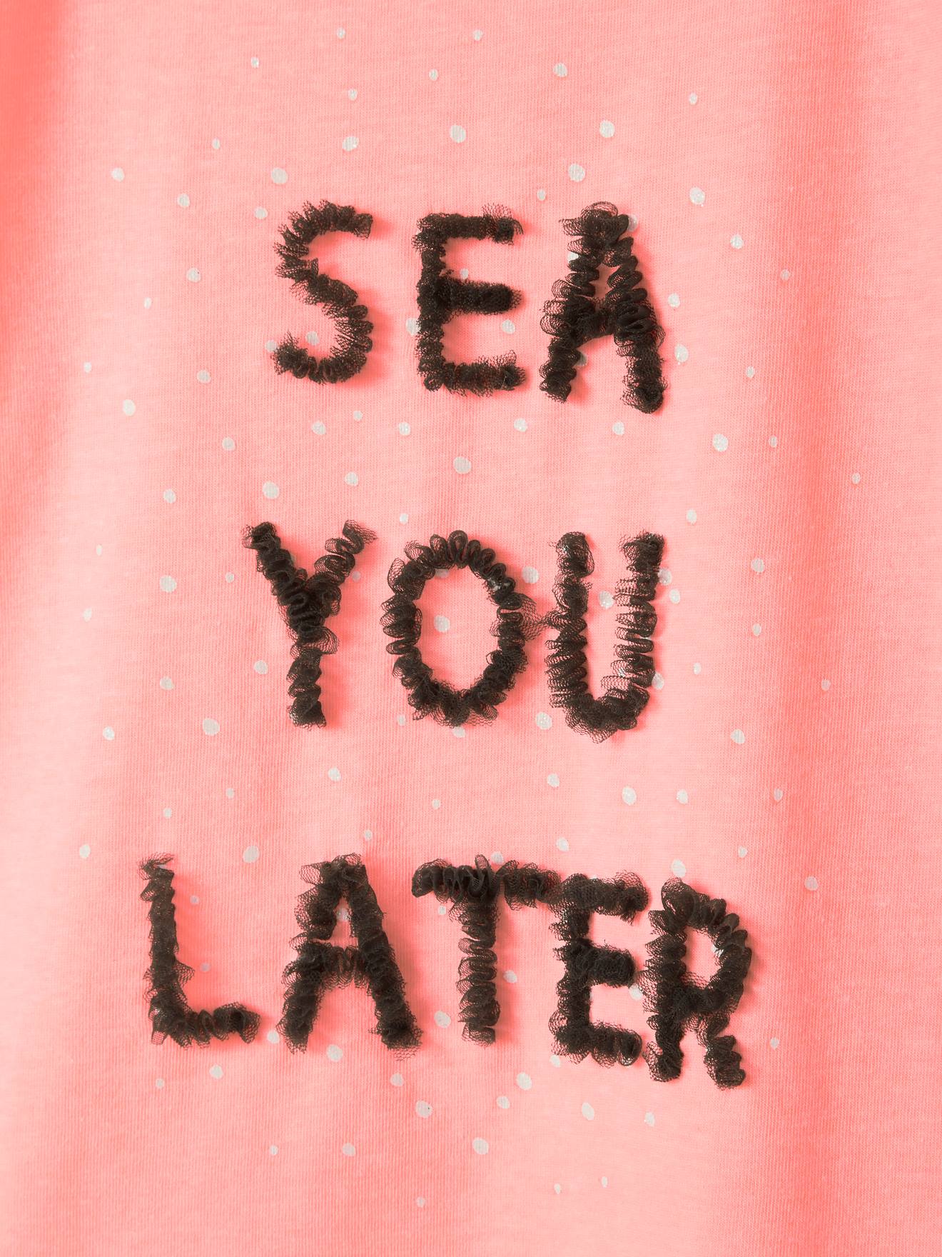 T-shirt fille motif en tulle rose fluo