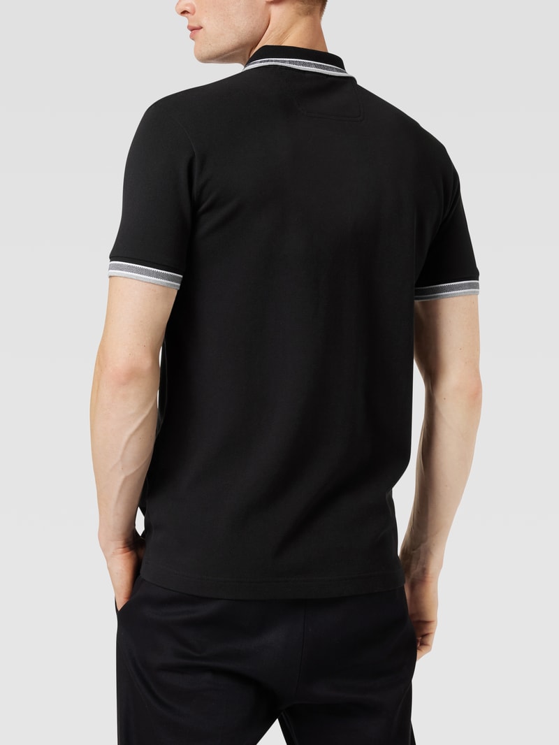 Regular Fit Poloshirt mit Label-Stitching Modell 'Paddy' in schwarz
