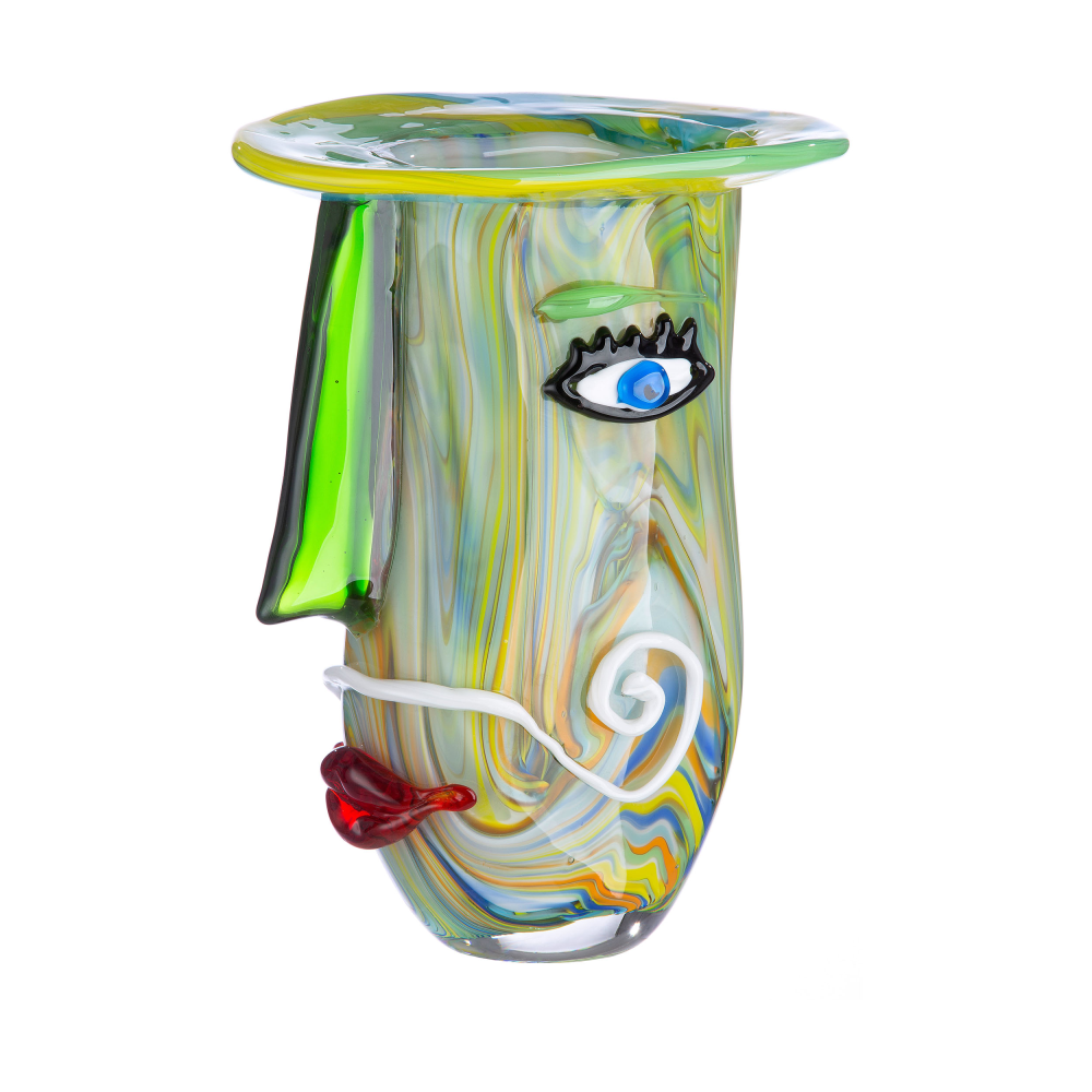 Vase Gesicht Plato grün/bunt