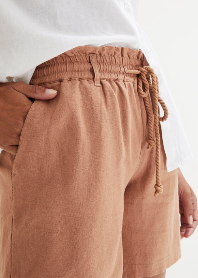 Leinen-Paperbag-Shorts