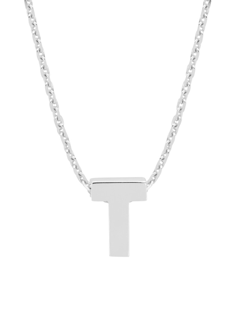 Diamond Point Witgouden anheng T, alfabet