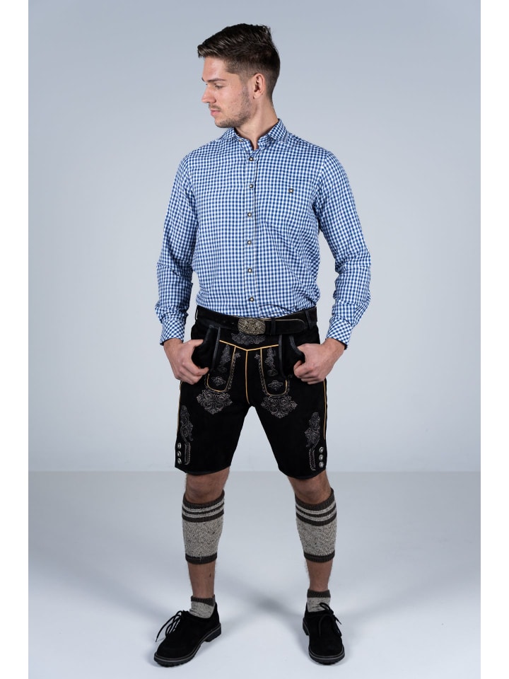 Edelnice Kurze Wildbock Lederhose Ferdinand in schwarz günstig kaufen