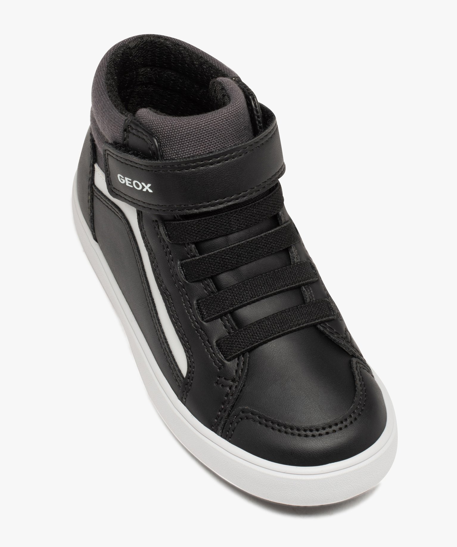 Baskets Garçon mid-cut à lacets élastiques et à scratch ... noir | GEMO