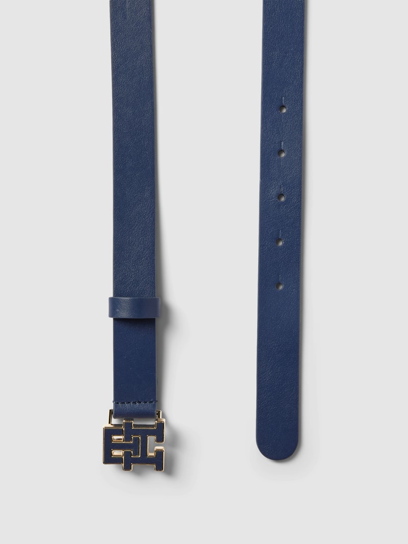 Gürtel aus Leder mit Label-Detail in marineblau