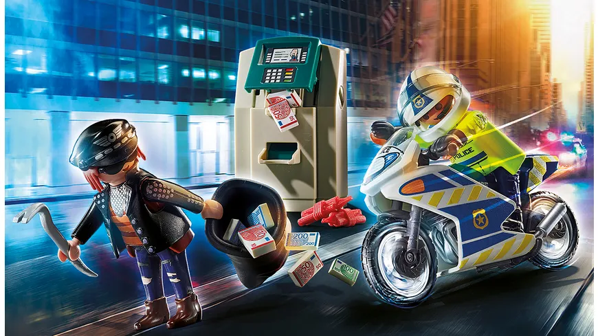 PLAYMOBIL 70572 - City Action - Polizei-Motorrad: Verfolgung des Geldräubers