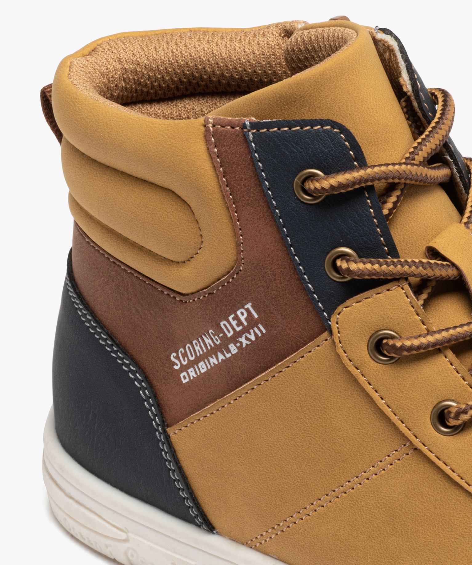 Baskets mid-cut à lacets et scratch Garçon camel | GEMO