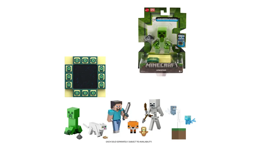 Minecraft Craft-A-Block Figuren aus dem Sortiment, authentischer Charakter aus dem Videospiel, 1 Stück, sortiert
