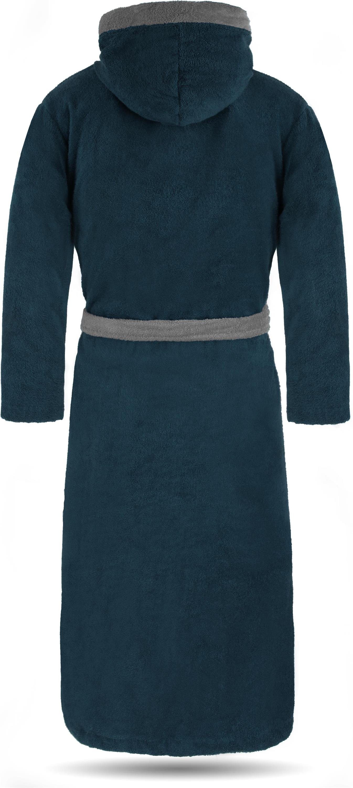normani Bademantel Unisex Baumwoll Bademantel mit Kapuze Izmit, Baumwolle, Kapuze, Bindegürtel, Saunamantel aus 100 % Baumwolle für Damen und Herren
