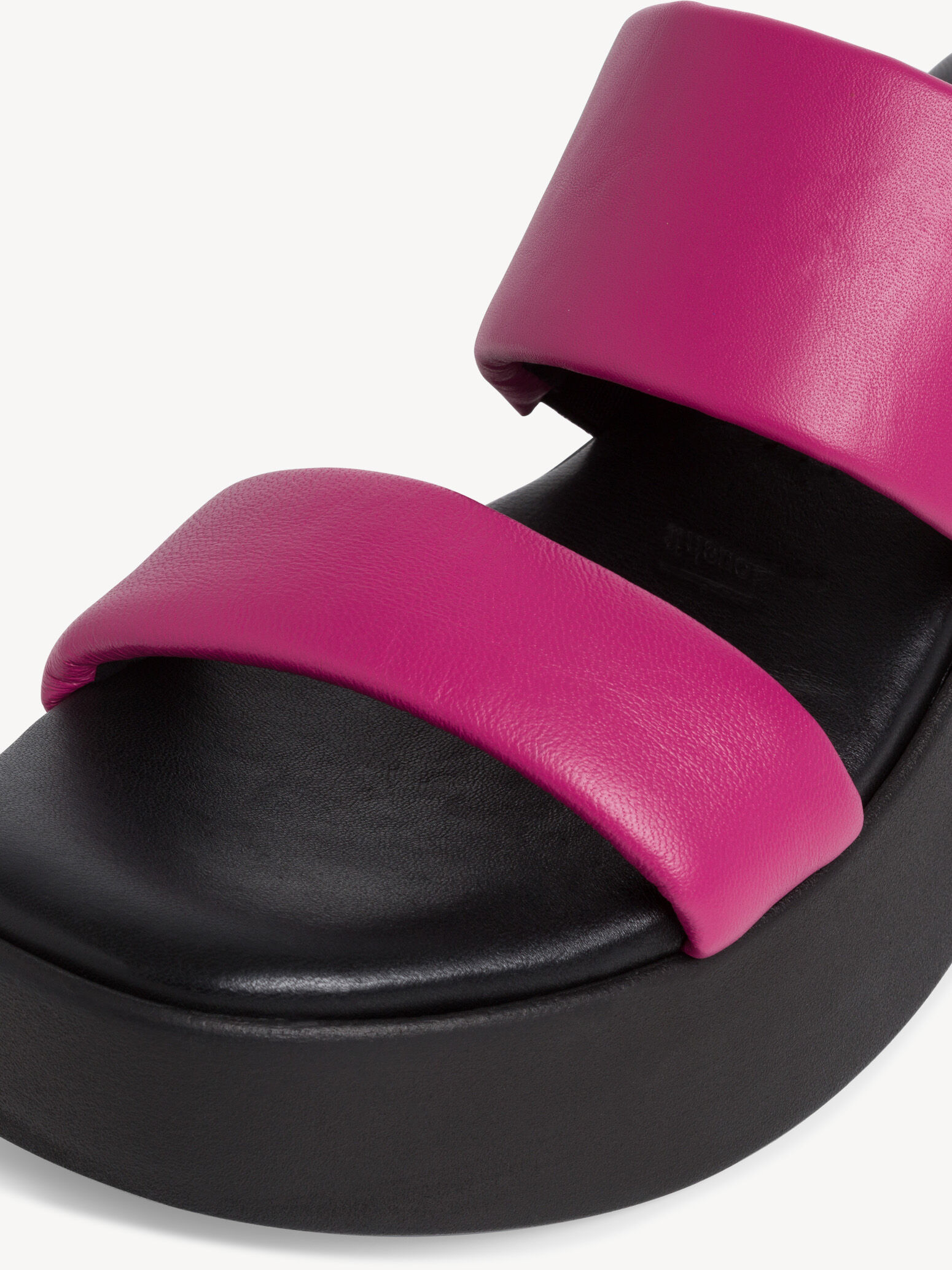 Mule en cuir - rose fuchsia