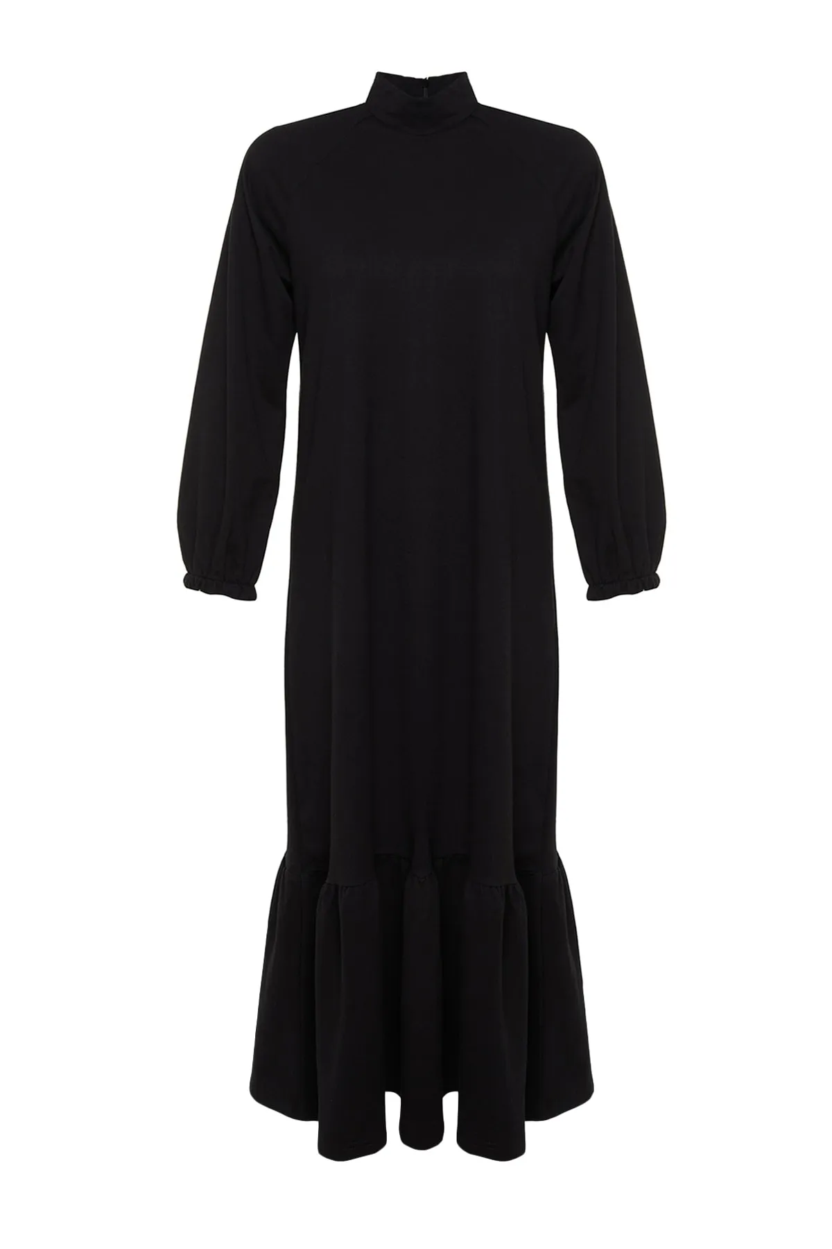 Trendyol Modest  Schwarzes Strickkleid mit Stehkragen und Ärmeln, Detailliert TCTSS23EB00228