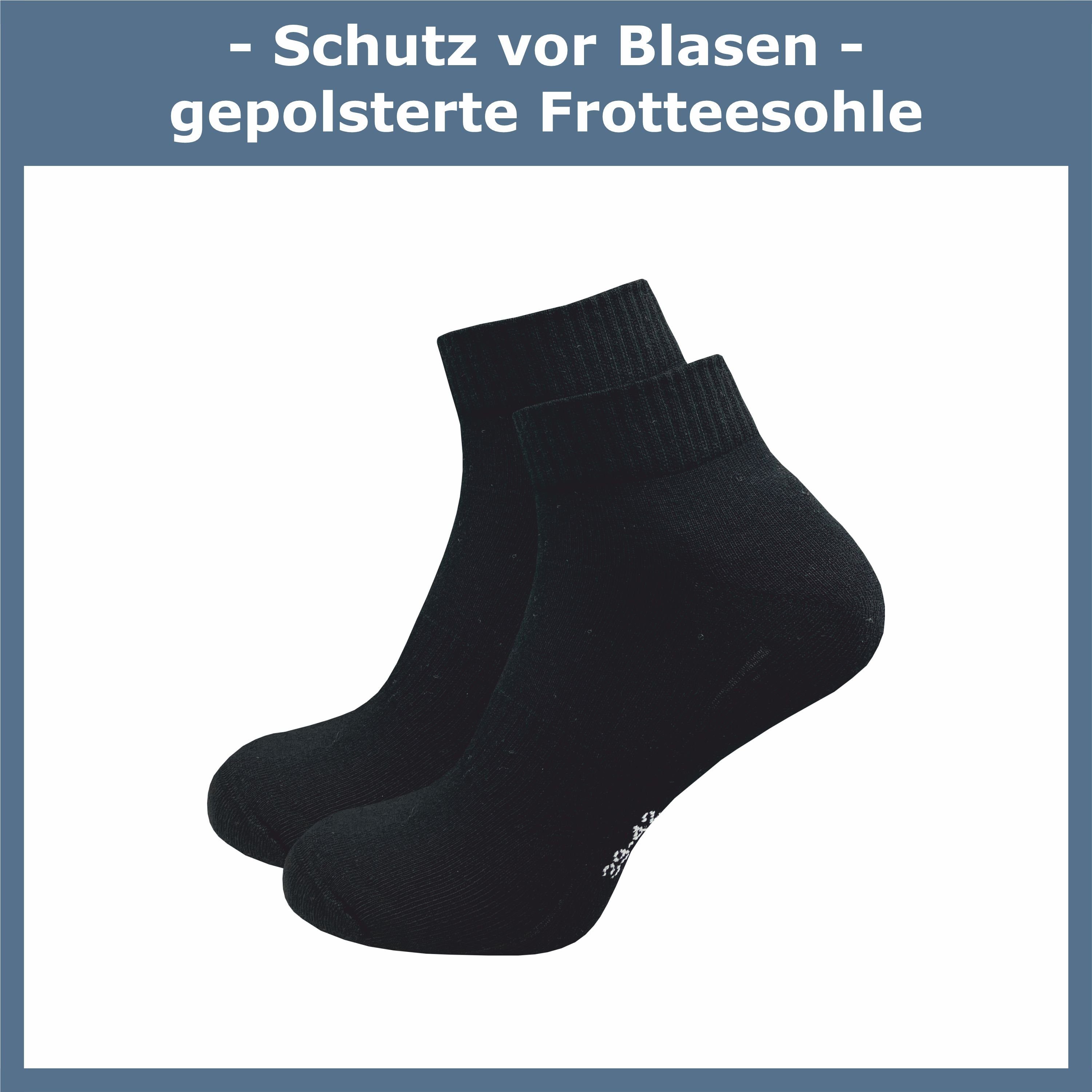 GAWILO Kurzsocken für Herren in schwarz & weiß - Quartersocken für Sport & Alltag (4 Paar) Kein Rutschen dank Fußgewölbeunterstützung - gepolsterte Frotteesohle