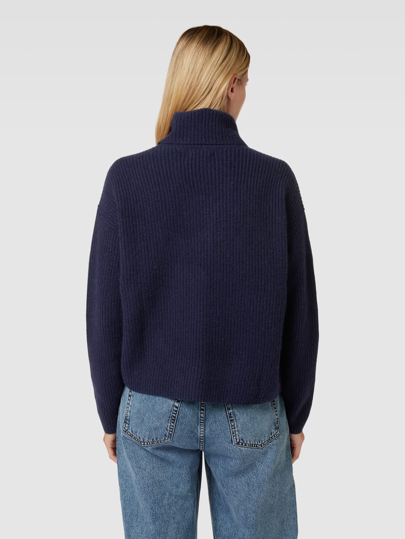 Strickpullover aus Kaschmir mit Rollkragen in dunkelblau
