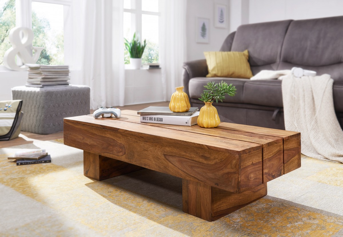 Wohnling Sheesham Couchtisch Massiv 120 x 45 x 30 cm Massivholz