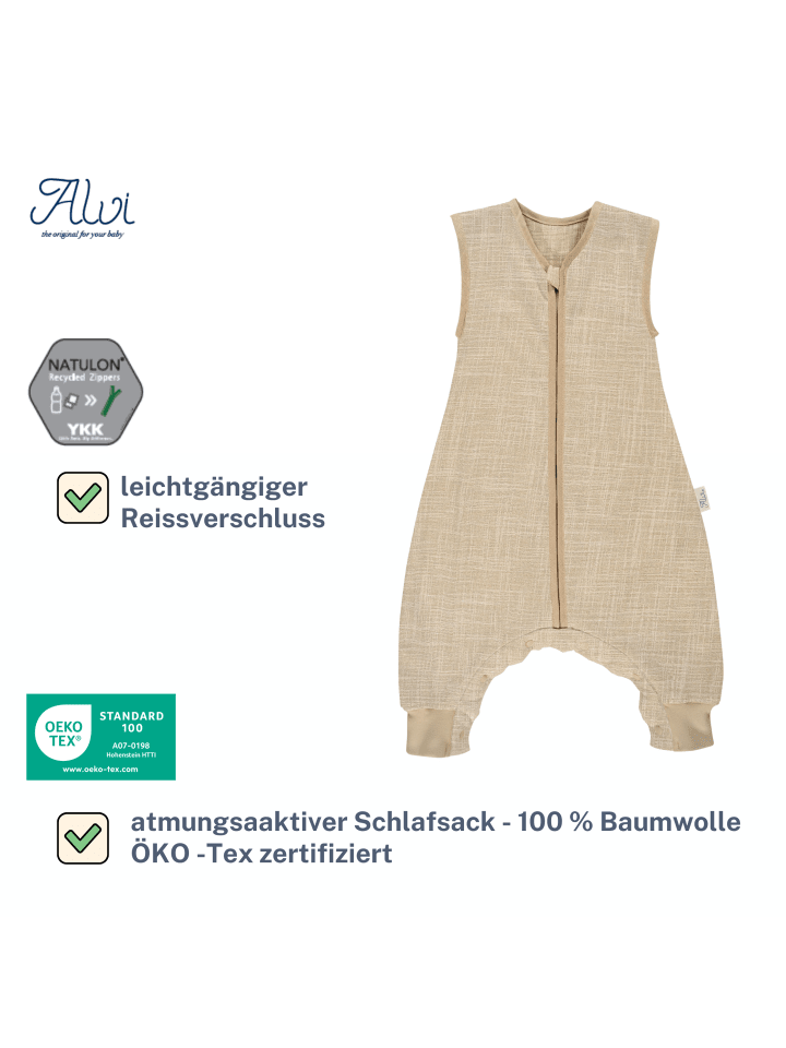 Kinderhaus Blaubär Mull Sleep-Overall Schlafsack light TOP in Natur günstig kaufen
