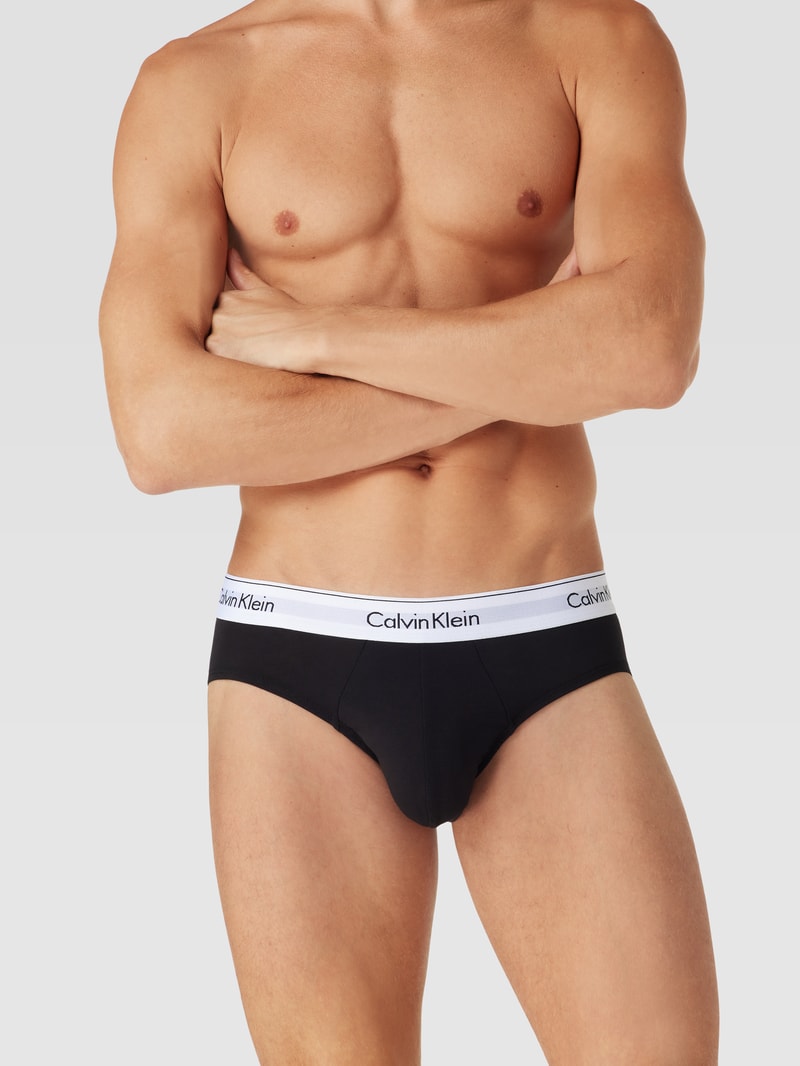 Slip mit Logo-Bund im 3er-Pack Modell 'HIP BRIEF' in dunkelbraun