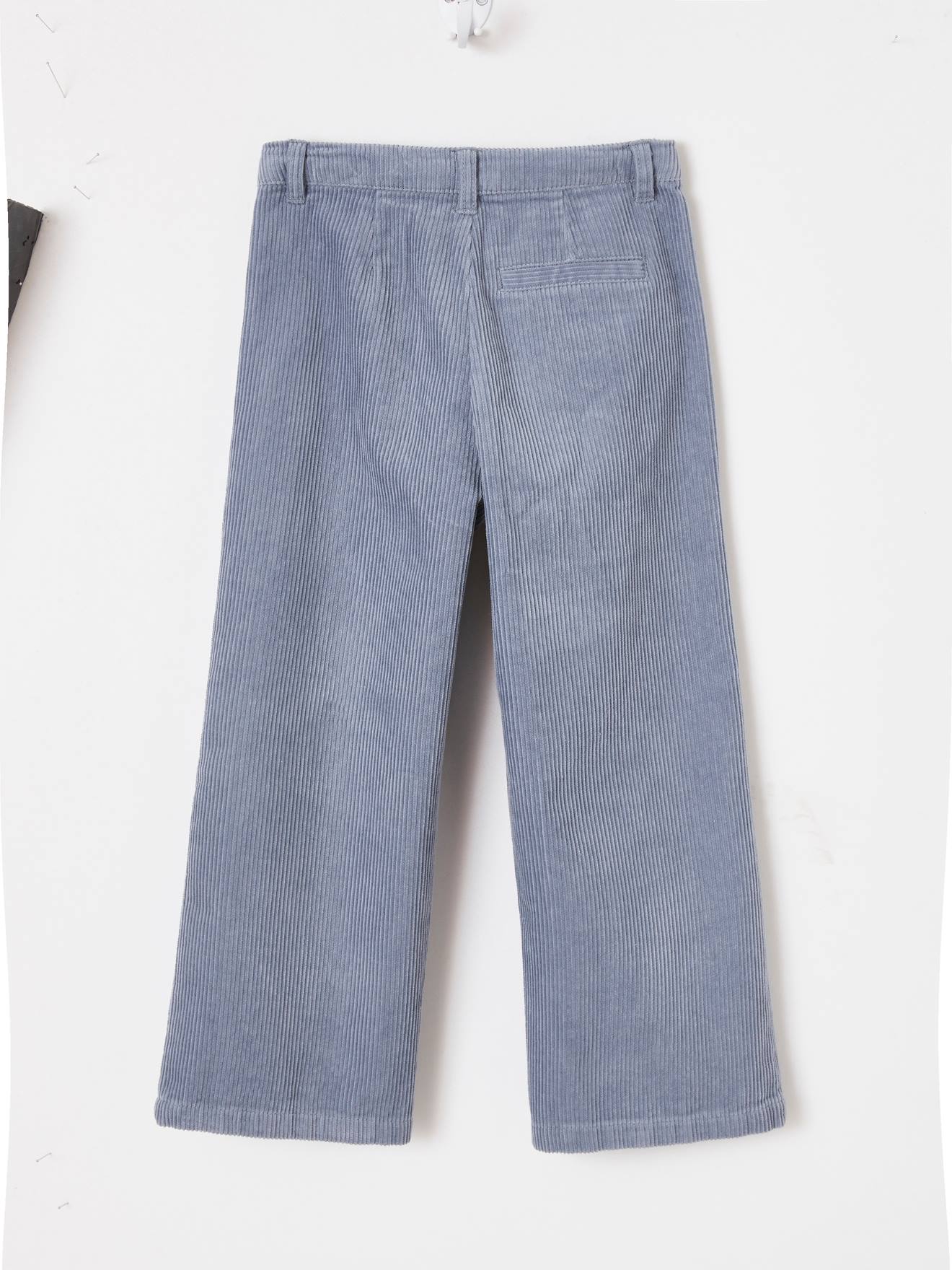 Pantalon large en velours côtelé fille bleu