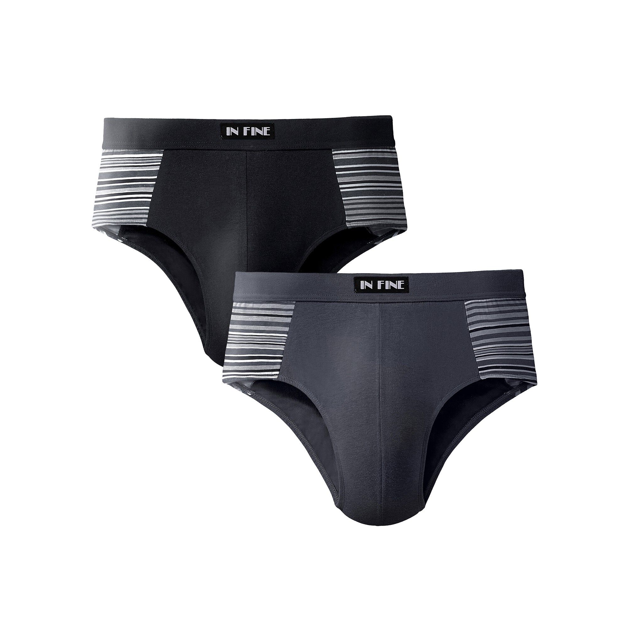 Slip fermé élastiqué taille haute rayures fil teint