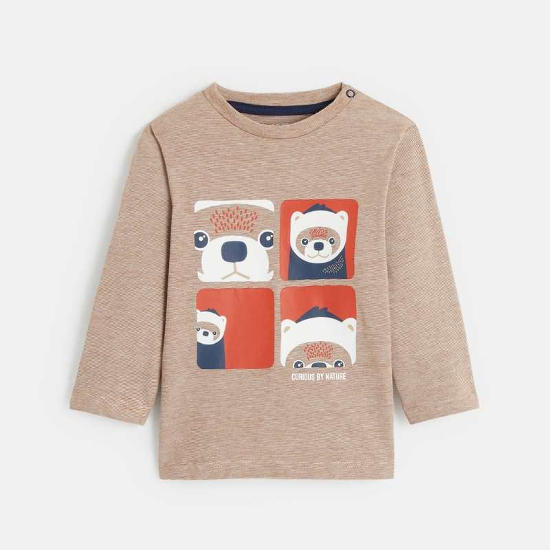 T-shirt animal zoom rouge bébé garçon