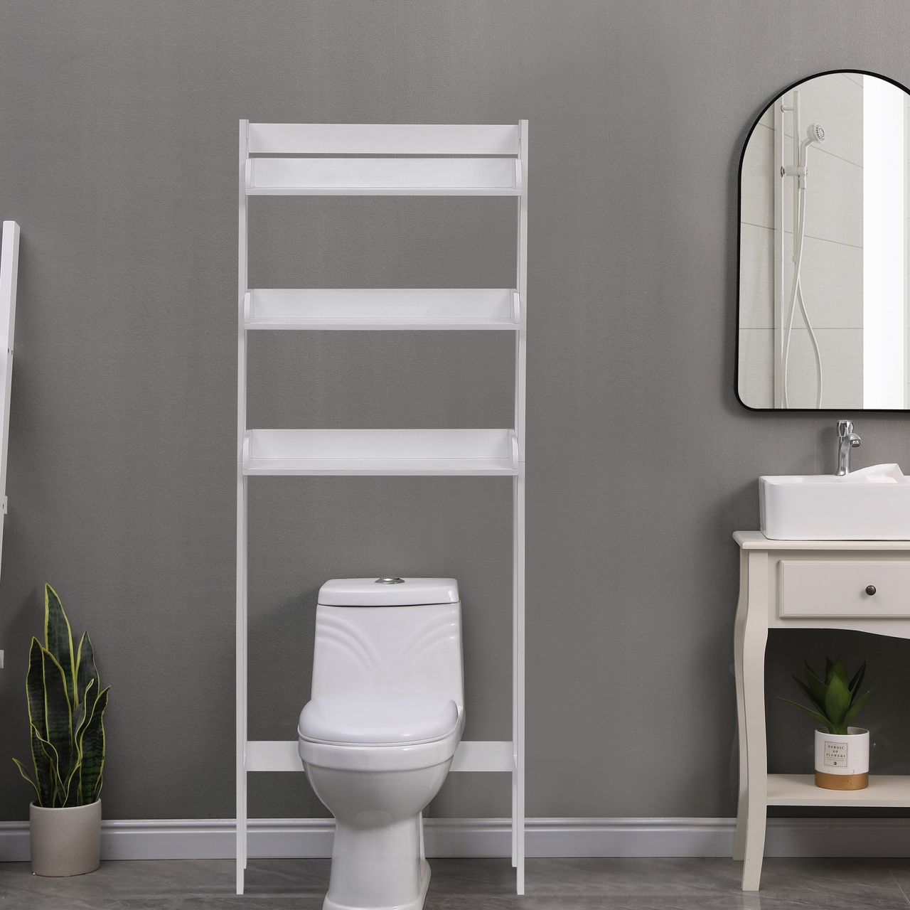 Happy Home Happy Home Toilettenregal mit 3 Ablagen HBS19-WEI weiß