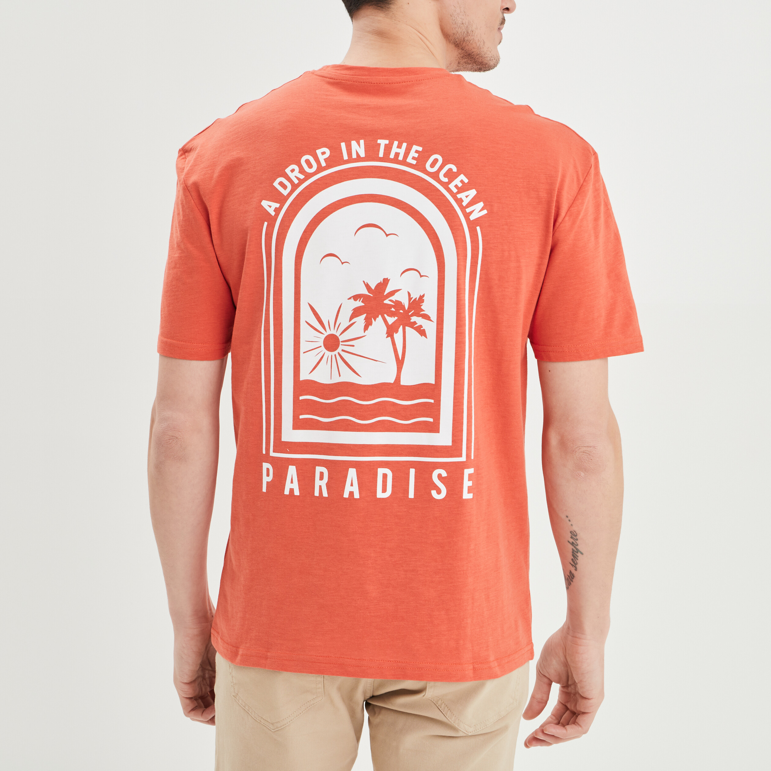 T-shirt oversize manches courtes Creeks orange foncé homme | La Halle